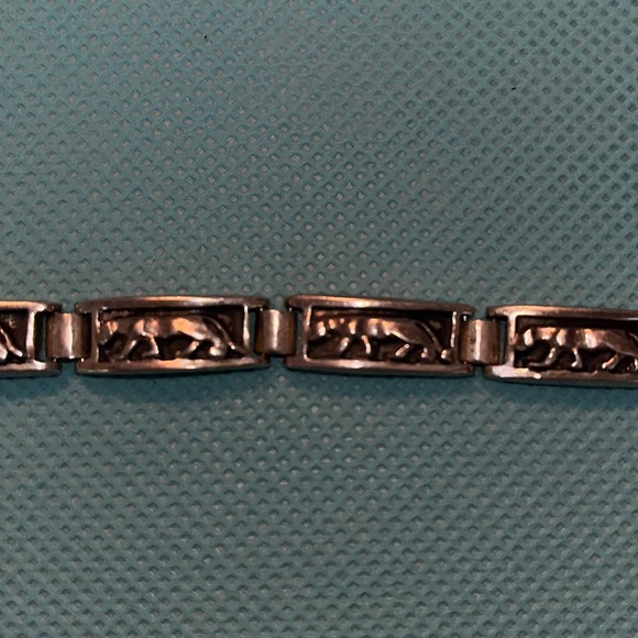 Panther Sterling 7.5” Silver Articulated Chain Bracelet - Picture 4 of 5